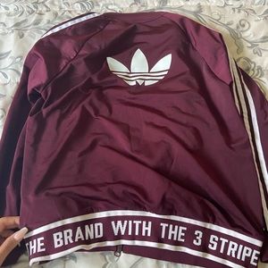 Adidas Maroon Zip Up Brand With The Three Stripes Limited Edition XL